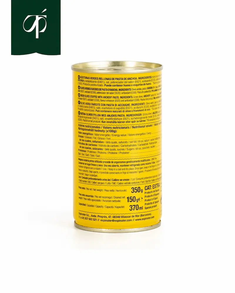 ACEITUNA RELLENA DE ANCHOA 350 GR ESPINALER